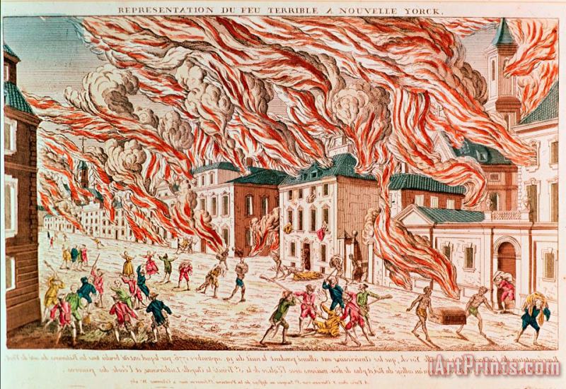 French School Representation of the Terrible Fire of New York Art Painting