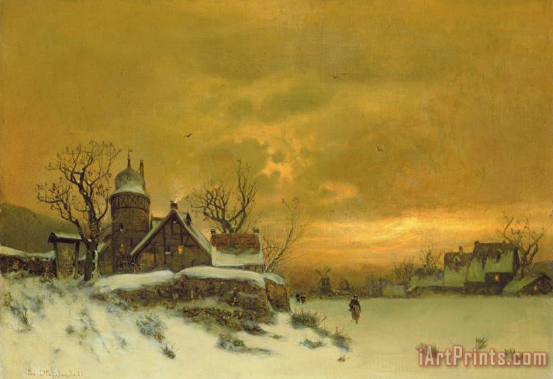 Winter Landscape painting - Friedrich Nicolai Joseph Heydendahl Winter Landscape Art Print