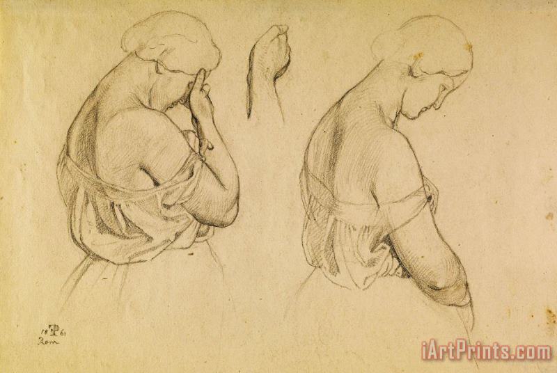 Friedrich Preller Two Female Figures in Half Length And a Study of a Hand Art Painting