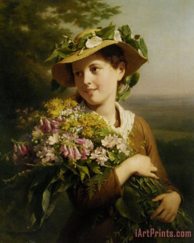Fritz Zuber-Buhler Young Beauty with Bouquet Art Print