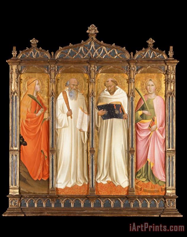 St. Mary Magdalene, St. Benedict, St. Bernard of Clairveaux And St. Catherine of Alexandria painting - Gaddi, Agnolo St. Mary Magdalene, St. Benedict, St. Bernard of Clairveaux And St. Catherine of Alexandria Art Print
