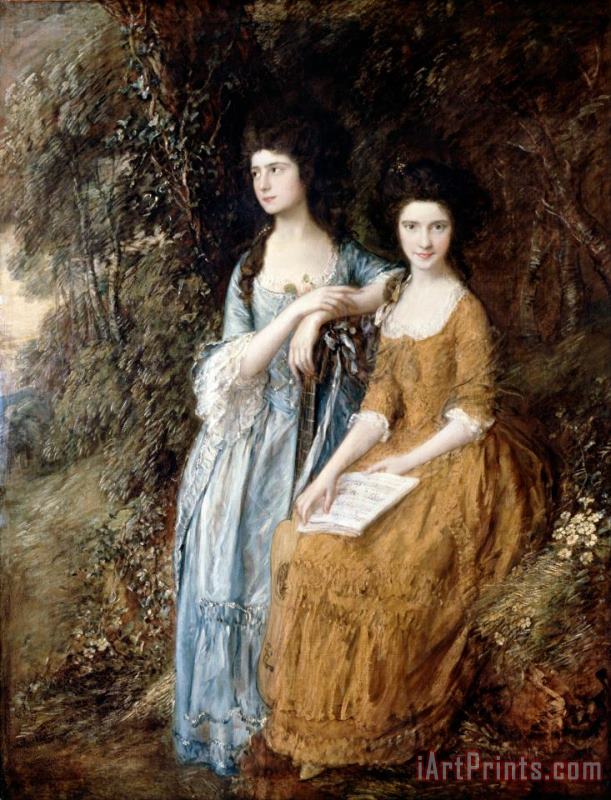 Gainsborough, Thomas Elizabeth And Mary Linley Art Painting