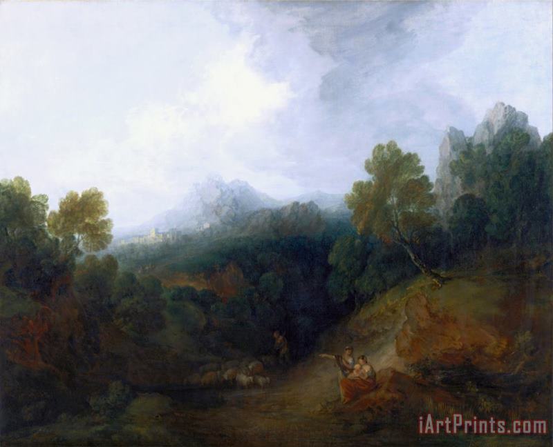 Landscape with a Flock of Sheep painting - Gainsborough, Thomas Landscape with a Flock of Sheep Art Print