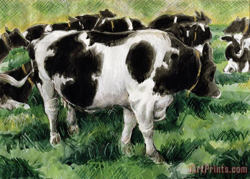 Gareth Lloyd Ball Friesian Cows Art Painting