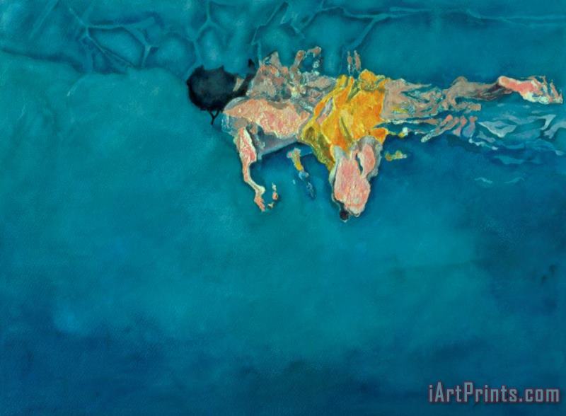 Gareth Lloyd Ball Swimmer in Yellow Art Painting