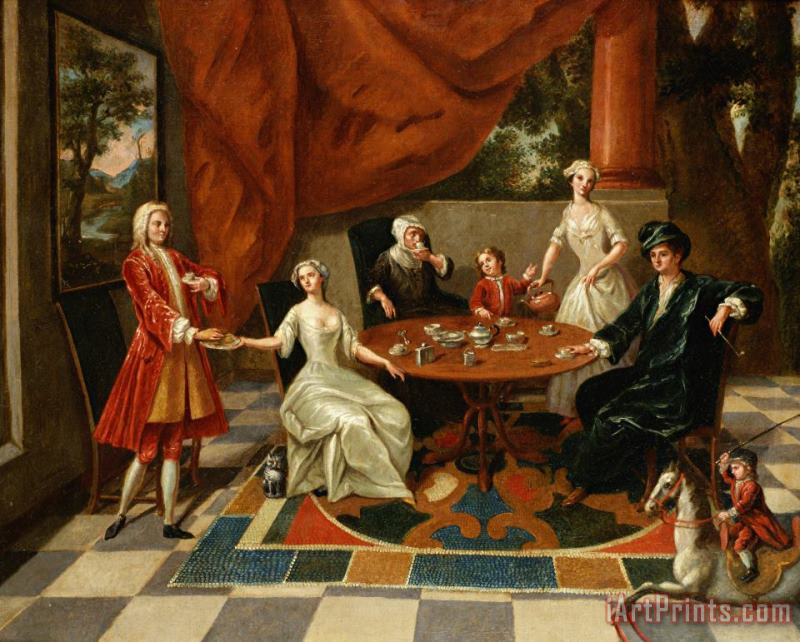 Gavin Hamilton An Elegant Family Taking Tea Art Painting