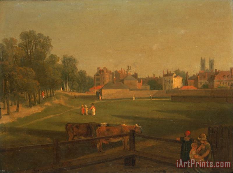 A Western View of Part of Westminster And Bird Cage Walk Taken From The Mill House..., painting - George Arnald A Western View of Part of Westminster And Bird Cage Walk Taken From The Mill House..., Art Print