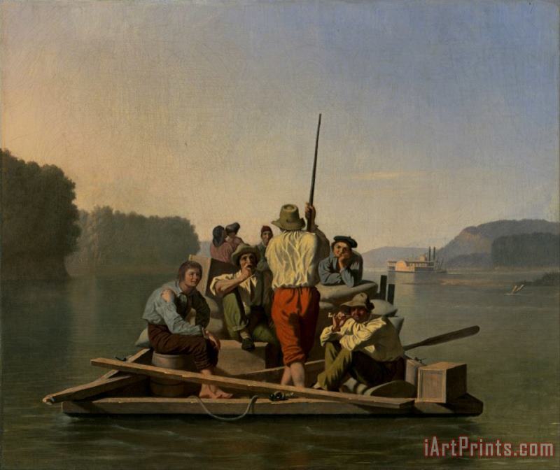 George Caleb Bingham Lighter Relieving a Steamboat Aground Art Print