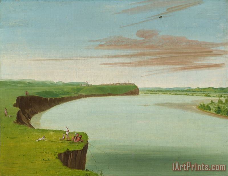 Distant View of The Mandan Village painting - George Catlin Distant View of The Mandan Village Art Print