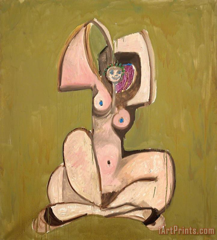 Gold Nude, 1989 painting - George Condo Gold Nude, 1989 Art Print