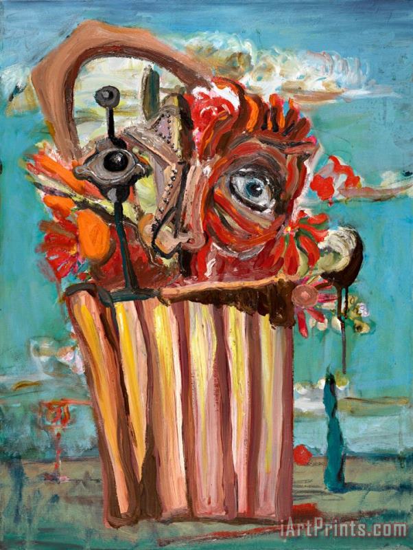 Skum Bucket Flower Basket painting - George Condo Skum Bucket Flower Basket Art Print