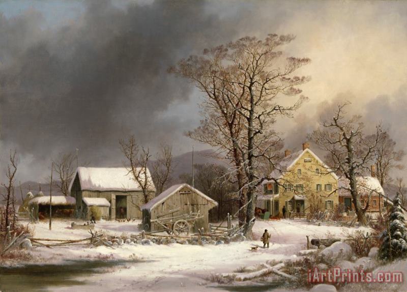 Winter in The Country: a Cold Morning painting - George Henry Durrie Winter in The Country: a Cold Morning Art Print