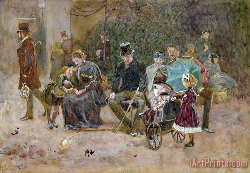 Study For A Seat In St James's Park painting - George John Pinwell Study For A Seat In St James's Park Art Print
