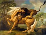 George Stubbs - A Lion Attacking a Horse painting