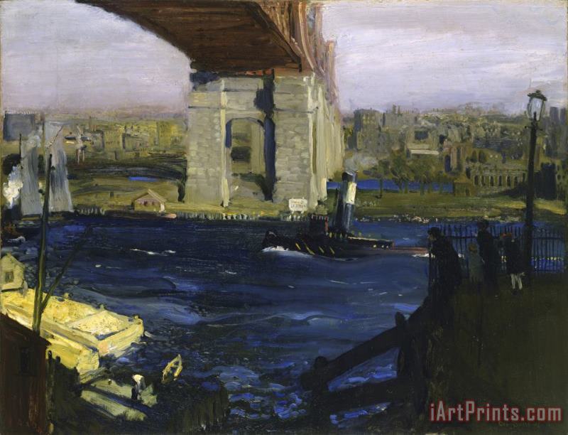 The Bridge, Blackwell’s Island painting - George Wesley Bellows The Bridge, Blackwell’s Island Art Print