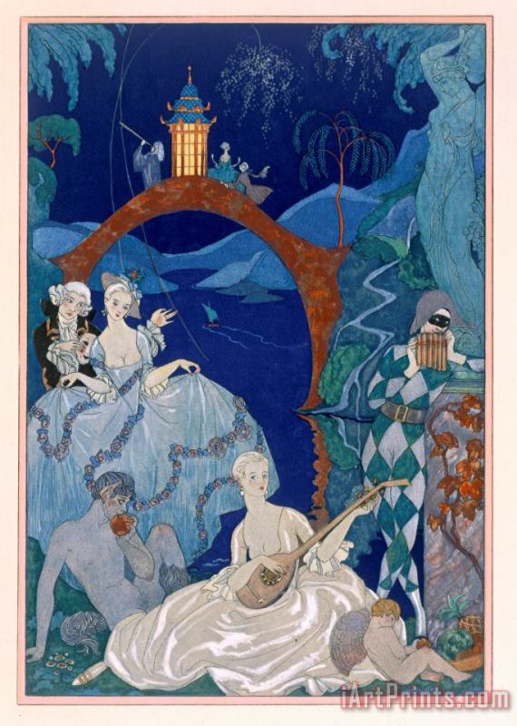 Georges Barbier Ball Under The Blue Moon Art Print