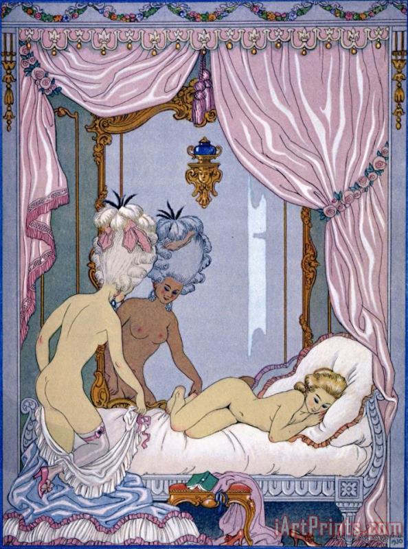 Georges Barbier Bedroom Scene From Les Liaisons Dangereuses by Pierre Choderlos De Laclos Published 1920s Art Painting