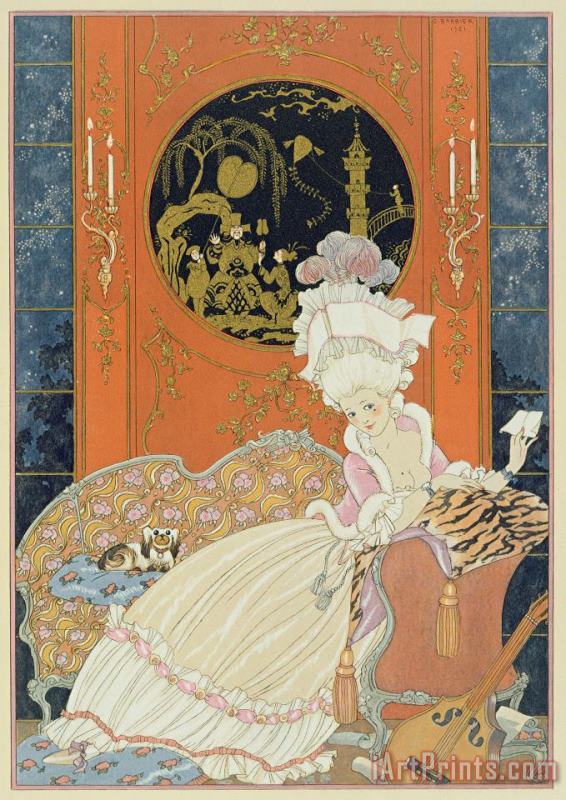 Illustration For 'fetes Galantes' painting - Georges Barbier Illustration For 'fetes Galantes' Art Print