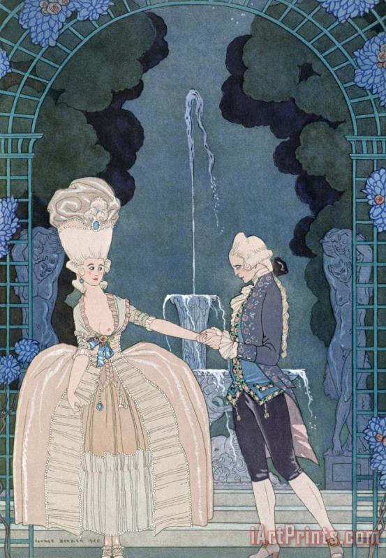 Love Under The Fountain painting - Georges Barbier Love Under The Fountain Art Print