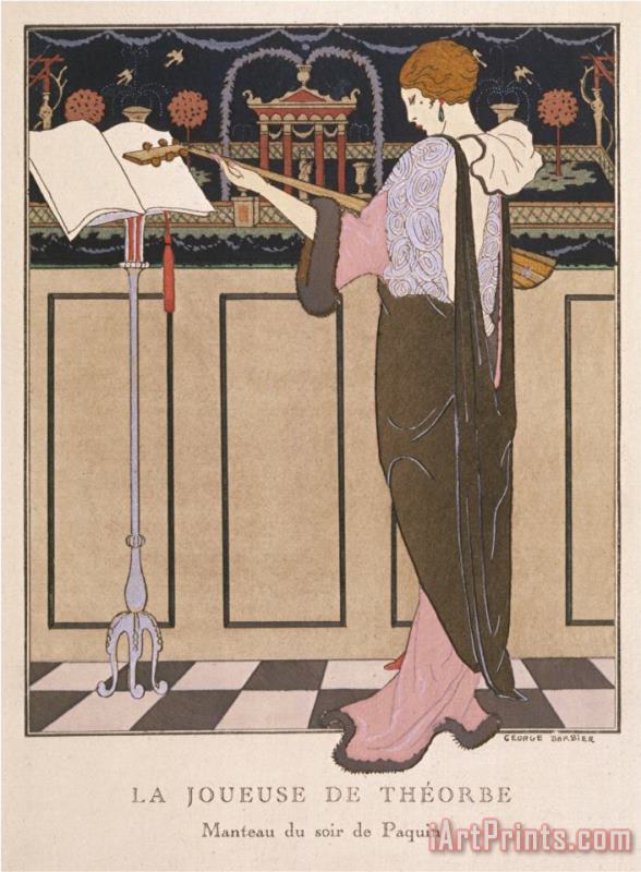 Georges Barbier Paquin Evening Coat Art Painting