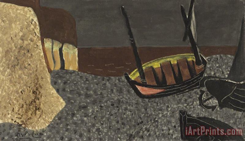 Barques Sur Les Galets, 1928 painting - Georges Braque Barques Sur Les Galets, 1928 Art Print