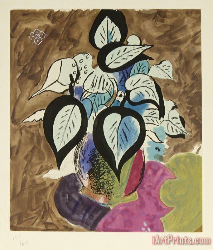 Feuillage En Couleur, 1956 painting - Georges Braque Feuillage En Couleur, 1956 Art Print