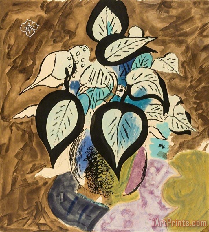 Feuillage En Couleurs (vallier 105), 1956 painting - Georges Braque Feuillage En Couleurs (vallier 105), 1956 Art Print