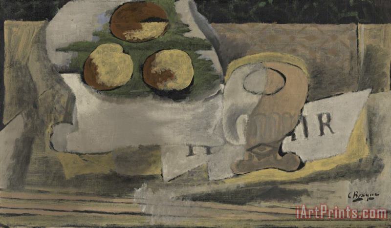 Nature Morte Aux Peches (still Life with Peaches), 1920 painting - Georges Braque Nature Morte Aux Peches (still Life with Peaches), 1920 Art Print