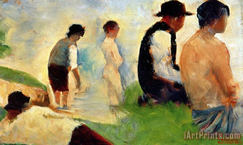 Georges Pierre Seurat Five Male Figures Possible Preparatory Sketch For The ''bathers At Asnieres.'' Art Painting