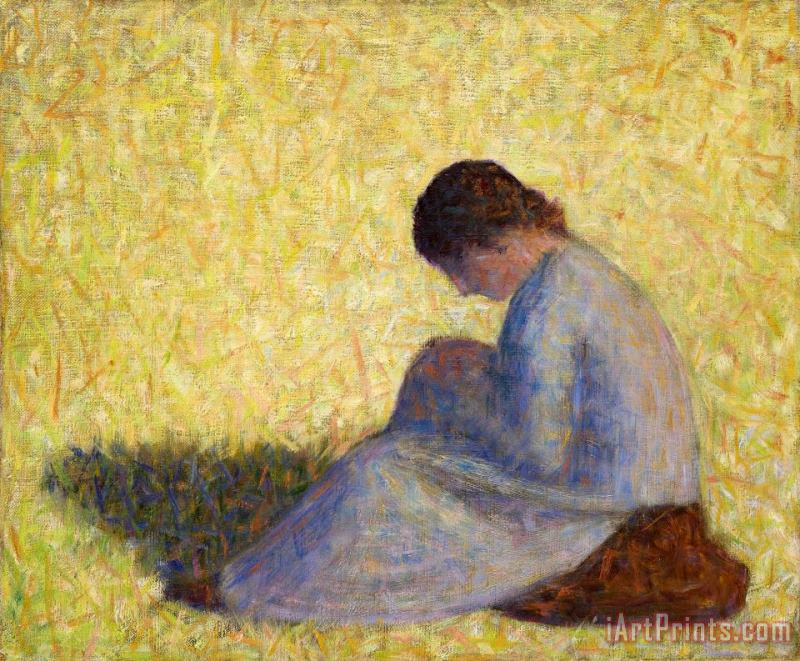 Peasant Woman Seated in The Grass (paysanne Assise Dans L'herbe) painting - Georges Seurat Peasant Woman Seated in The Grass (paysanne Assise Dans L'herbe) Art Print