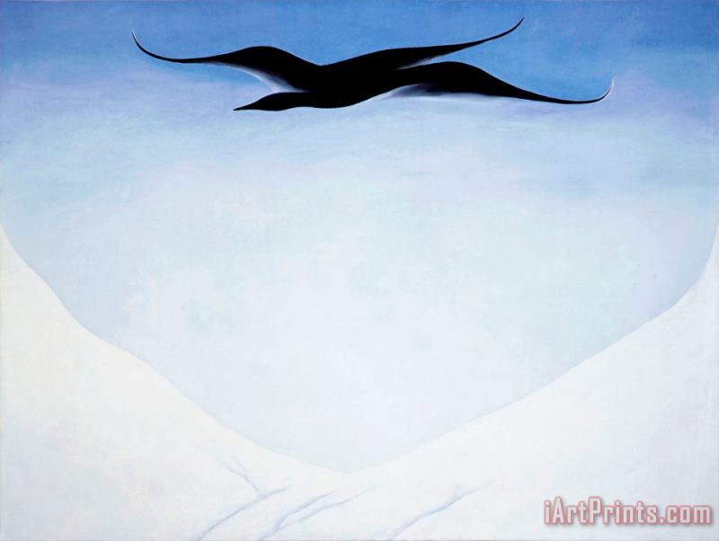 Georgia O'keeffe A Black Bird with Snow Covered Red Hills Art Print