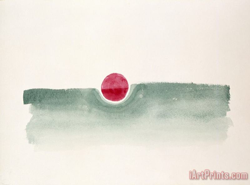 Georgia O'keeffe Untitled (abstraction Green Line And Red Circle), 1978 Art Painting