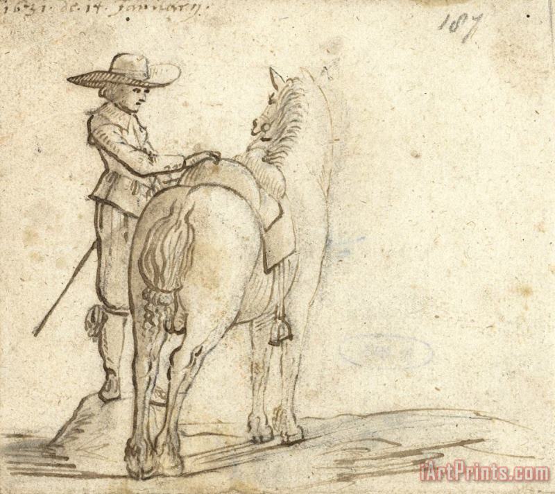 Gerard ter Borch Man Die Het Zadel Van Een Paard Verschikt Art Painting