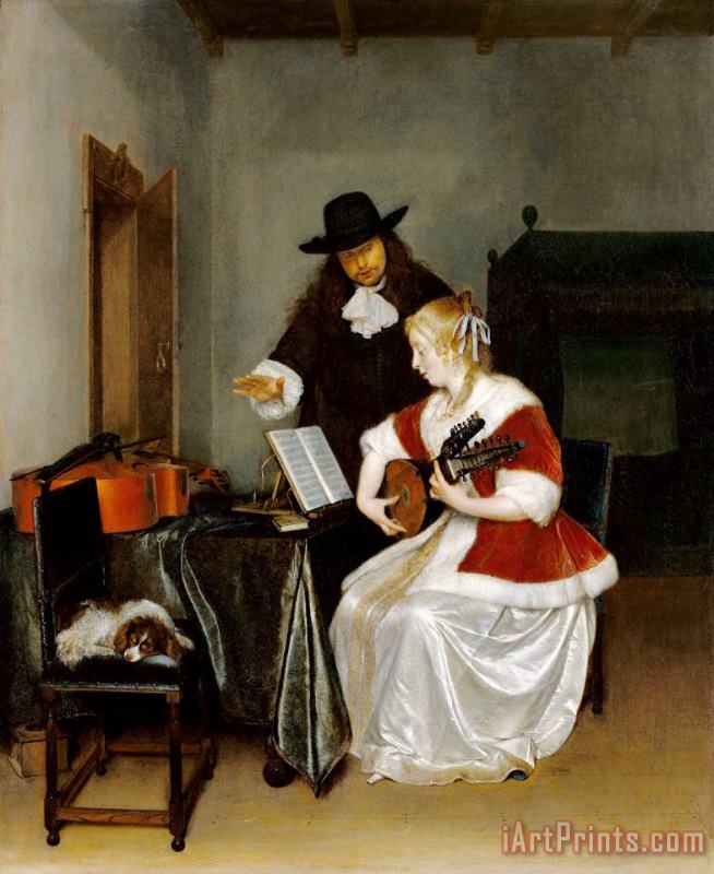 The Music Lesson painting - Gerard ter Borch The Music Lesson Art Print