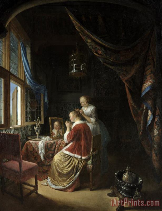 Gerrit Dou A Young Woman at Her Toilet Art Painting