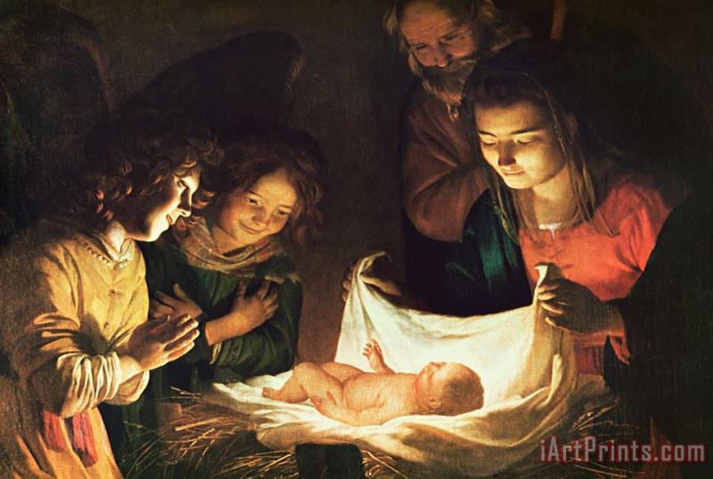 Gerrit van Honthorst Adoration of the baby Art Painting
