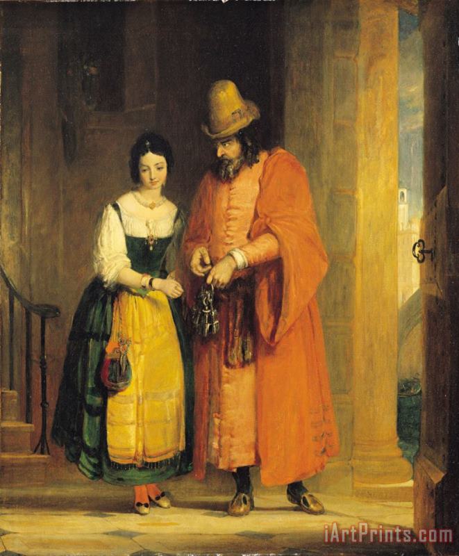 Shylock and Jessica from 'The Merchant of Venice' painting - Gilbert Stuart Newton Shylock and Jessica from 'The Merchant of Venice' Art Print