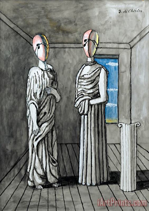 Les Deux Muses painting - Giorgio De Chirico Les Deux Muses Art Print