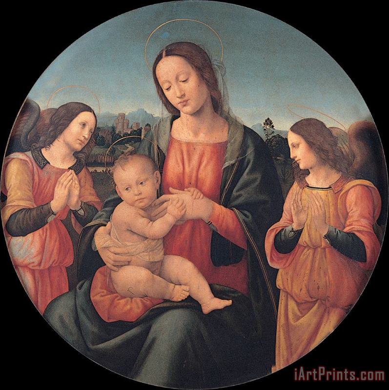 Madonna with The Child And Angels painting - Giovanni Antonio Sogliani Madonna with The Child And Angels Art Print