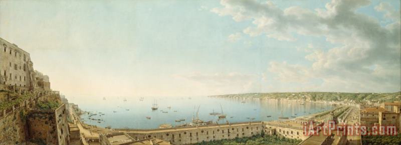 Giovanni Battista Lusieri  A View of The Bay of Naples, Looking Southwest From The Pizzofalcone Toward Capo Di Posilippo Art Painting