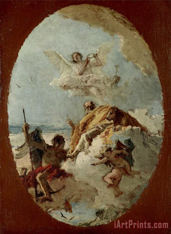 Giovanni Battista Tiepolo The Triumph of Valor Over Time (preparatory Sketch) Art Print