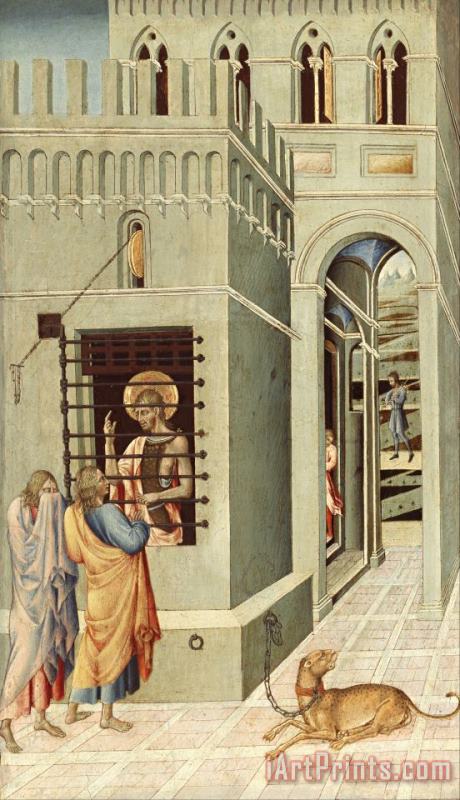 Giovanni di Paolo Saint John The Baptist in Prison Visited by Two Disciples Art Painting