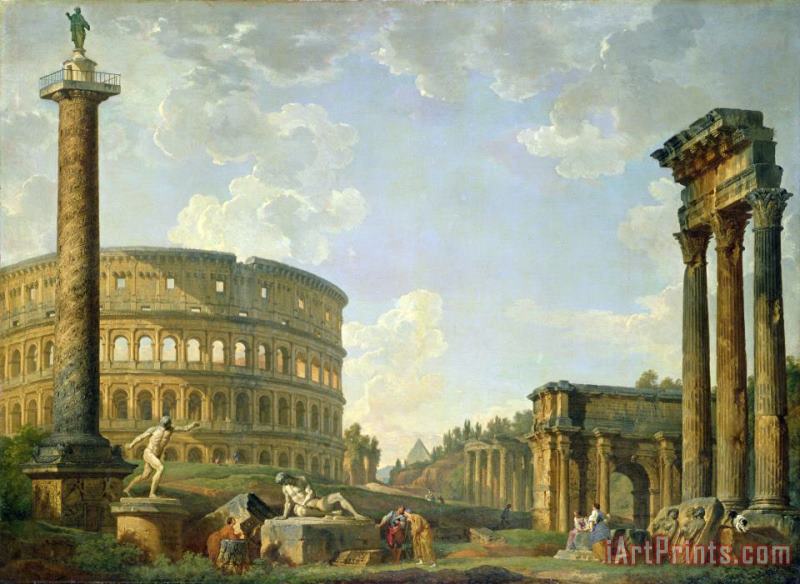 The Colosseum and other Monuments painting - Giovanni Paolo Panini The Colosseum and other Monuments Art Print