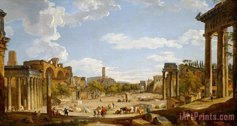 View of the Roman Forum painting - Giovanni Paolo Panini View of the Roman Forum Art Print