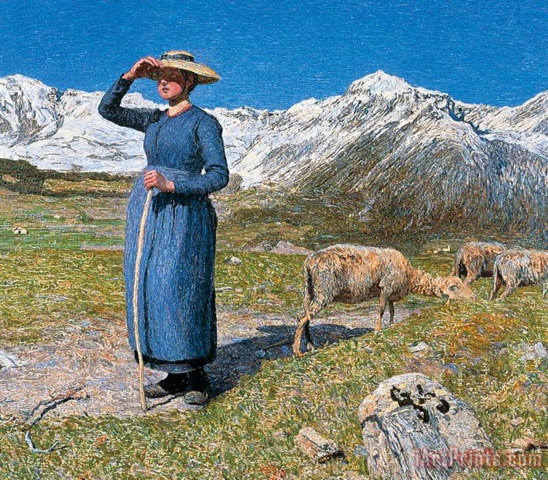 Midday On Alps On Windy Day painting - Giovanni Segantini Midday On Alps On Windy Day Art Print
