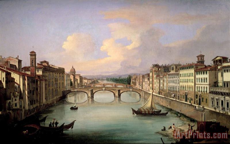 Giovanni Signorini Florence from the Ponte Vecchio Art Painting