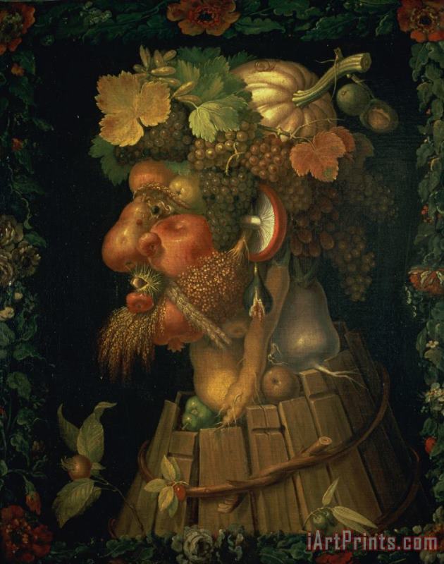 Autumn, From a Series Depicting The Four Seasons, Commissioned by Emperor Maximilian II (1527 76) painting - Giuseppe Arcimboldo Autumn, From a Series Depicting The Four Seasons, Commissioned by Emperor Maximilian II (1527 76) Art Print