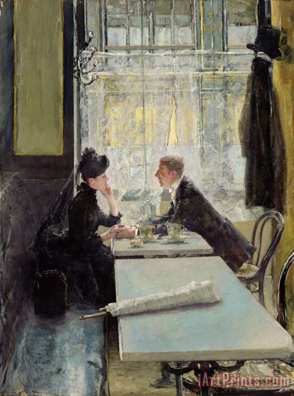 Lovers in a Cafe painting - Gotthardt Johann Kuehl Lovers in a Cafe Art Print