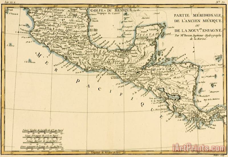 Antique Map of Southern Mexico painting - Guillaume Raynal Antique Map of Southern Mexico Art Print