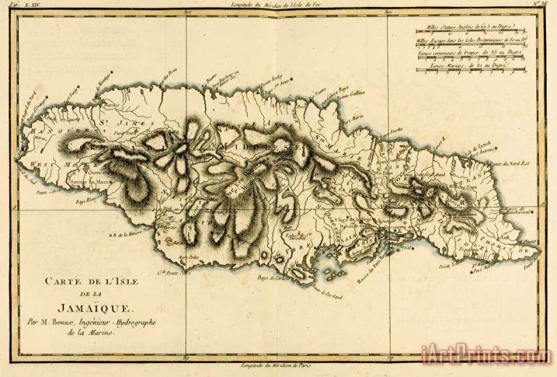 Map of Jamaica painting - Guillaume Raynal Map of Jamaica Art Print